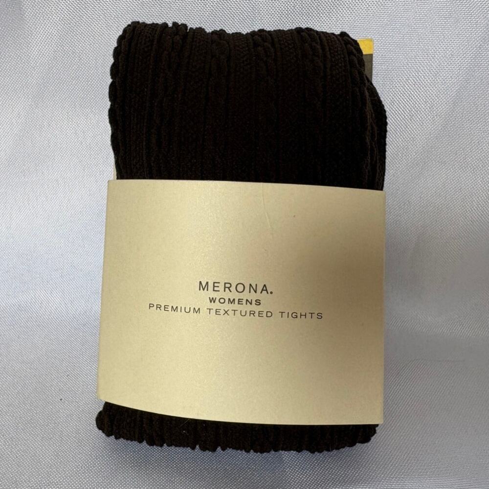 Vintage Y2K Merona NOS Chocolate Brown Cable Knit Sweater Tights S